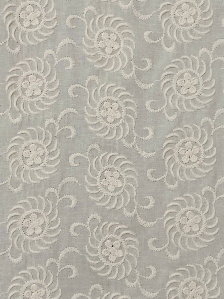 Cream Cotton Embroidered Fabric