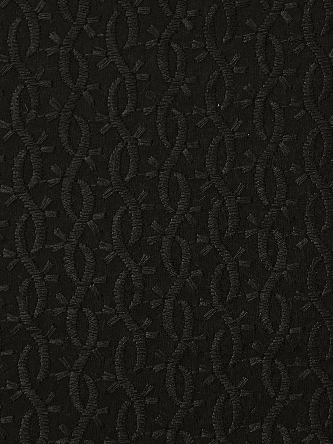 Black Cotton Embroidered Fabric