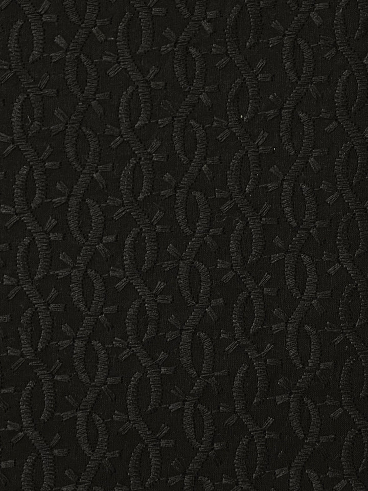 Black Cotton Embroidered Fabric