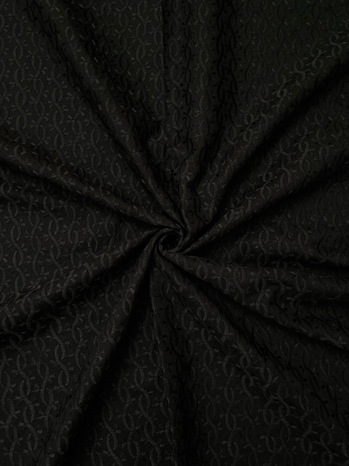 Black Cotton Embroidered Fabric