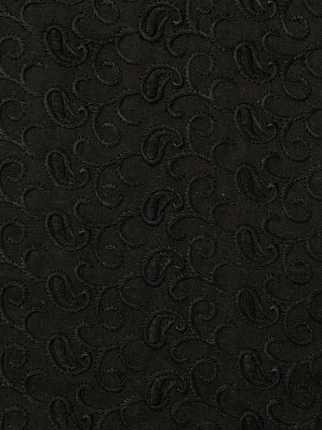 Black Cotton Embroidered Fabric