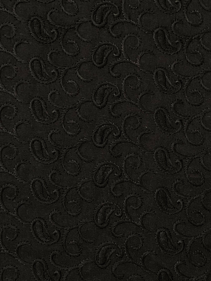 Black Cotton Embroidered Fabric