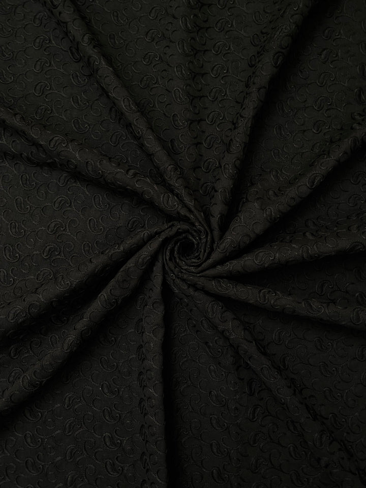 Black Cotton Embroidered Fabric