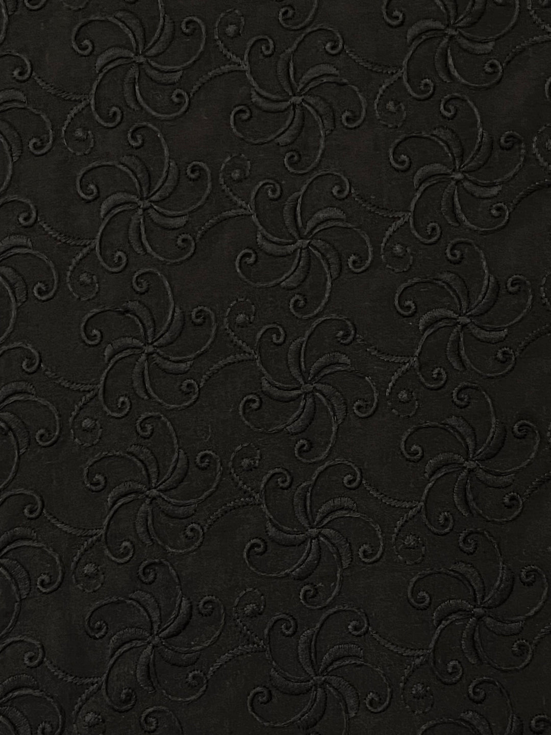 Black Cotton Embroidered Fabric