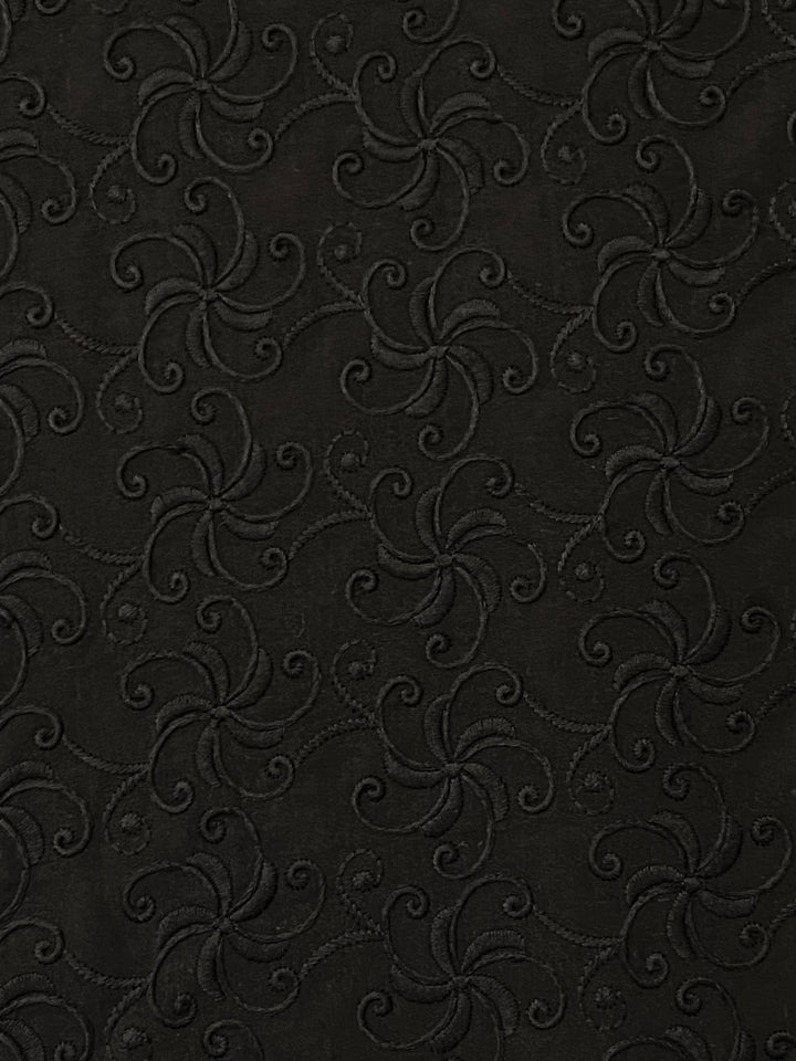 Black Cotton Embroidered Fabric