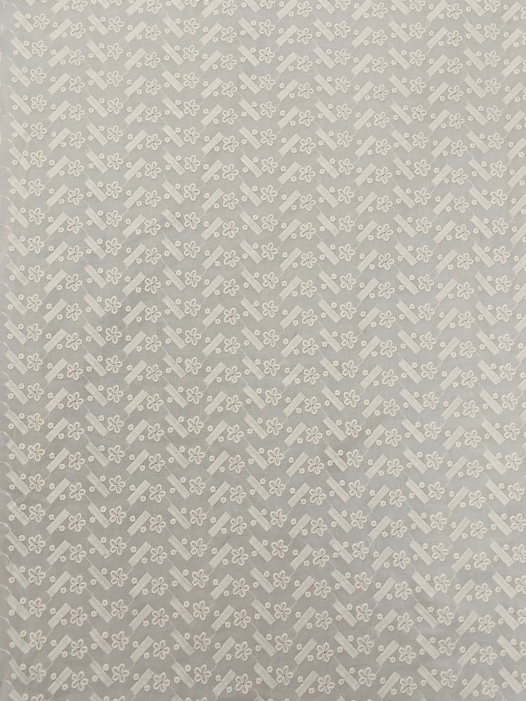 Cream Cotton Embroidered Fabric