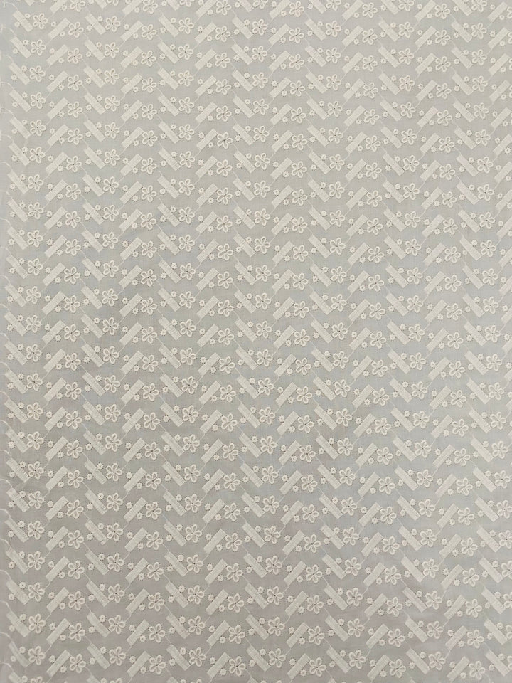 Cream Cotton Embroidered Fabric