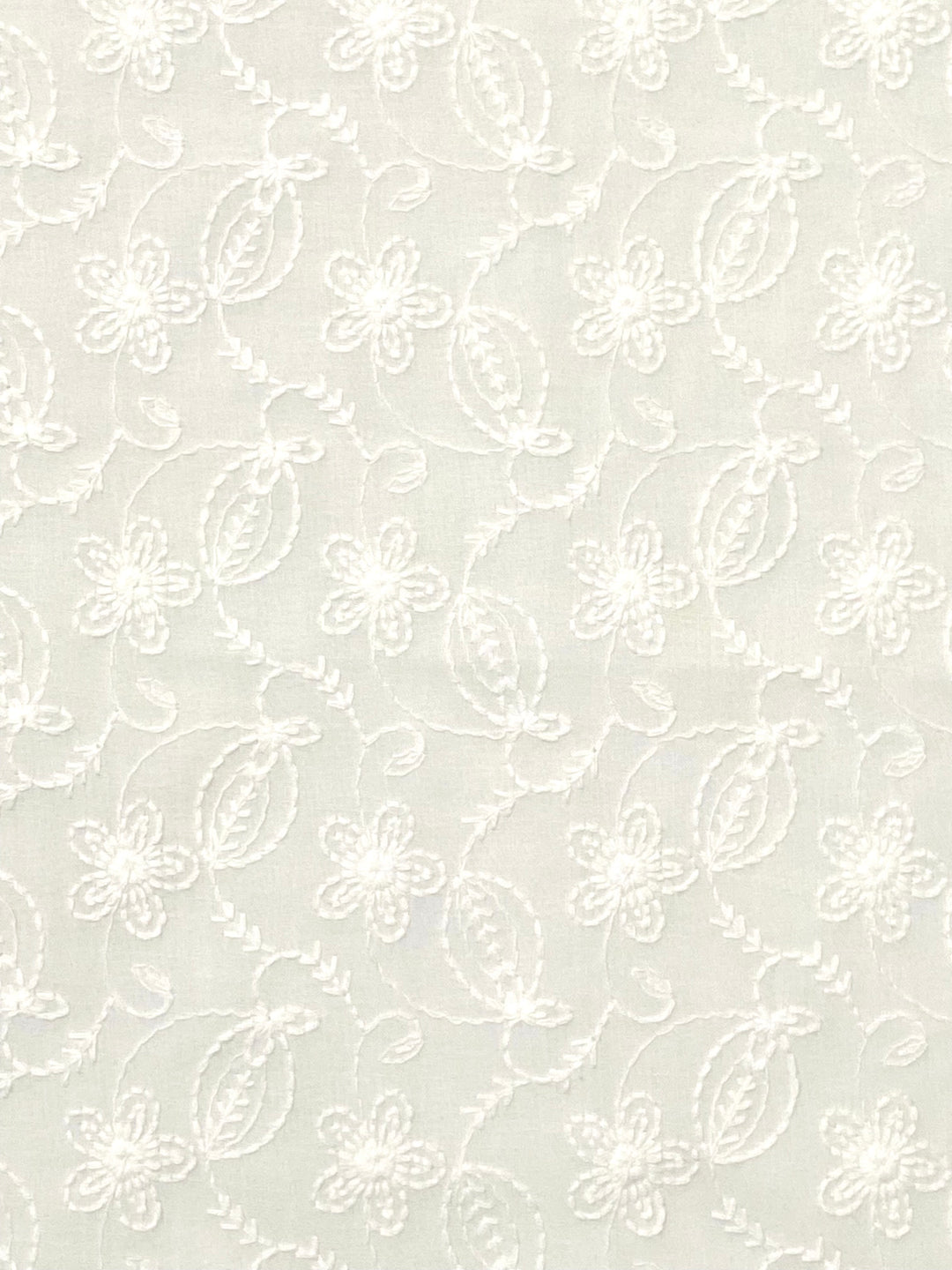 White Cotton Embroidered Fabric