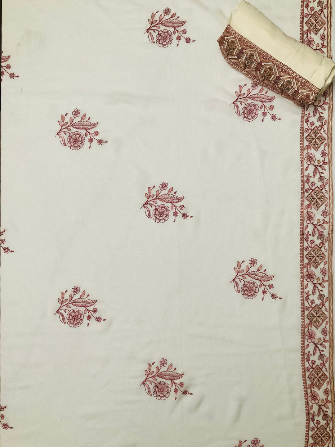 Art Silk Embroidered Unstitched Suit -49468