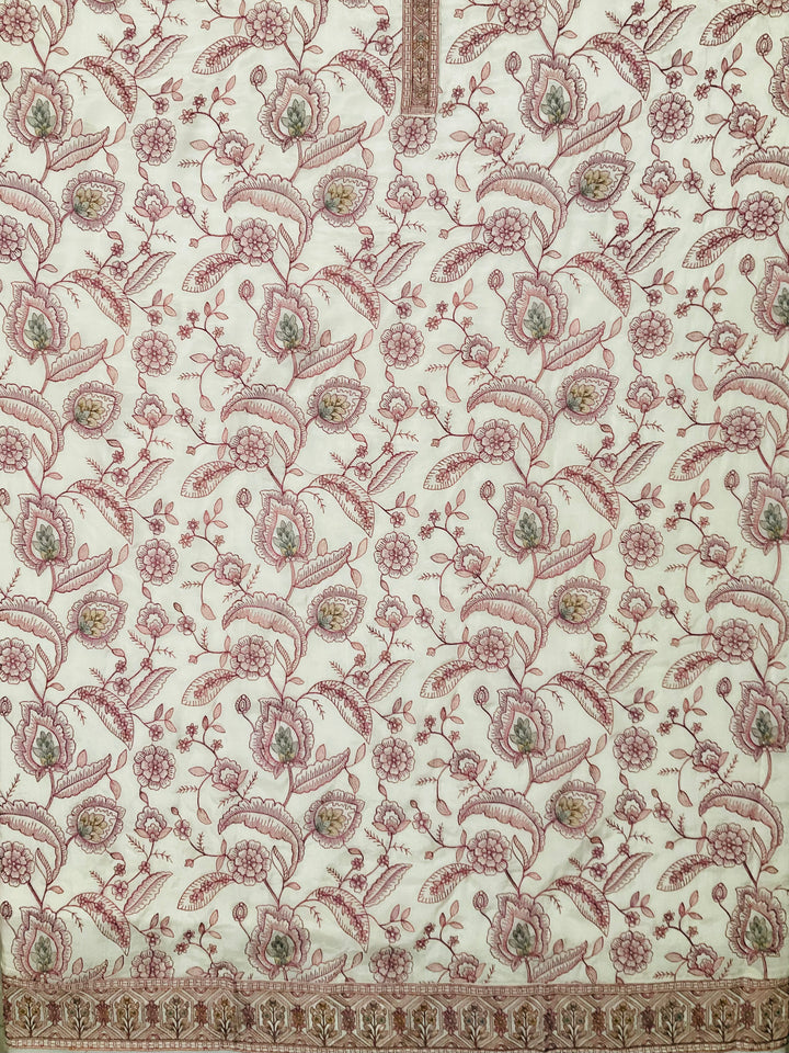 Art Silk Embroidered Unstitched Suit -49468