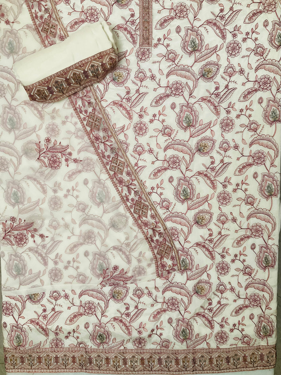 Art Silk Embroidered Unstitched Suit -49468