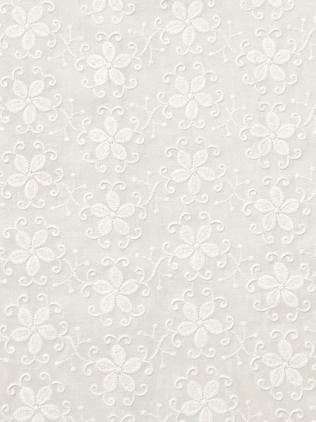 White Cotton Embroidered Fabric