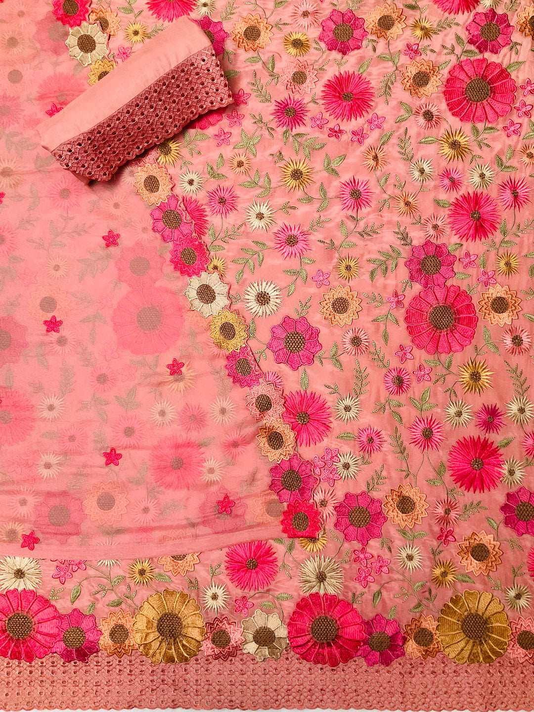 Art Silk Embroidered Unstitched Suit -49470