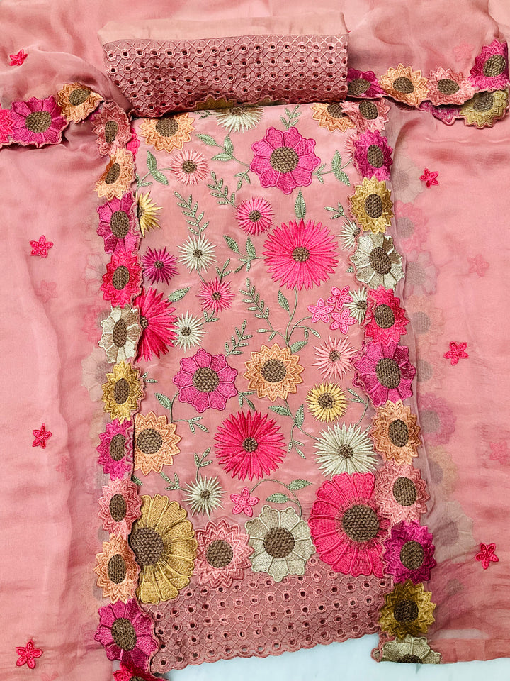 Art Silk Embroidered Unstitched Suit -49470
