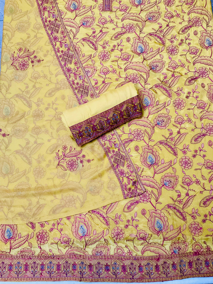 Art Silk Embroidered Unstiched Suit -49467