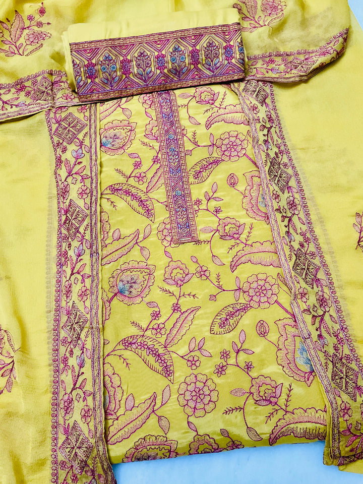 Art Silk Embroidered Unstiched Suit -49467