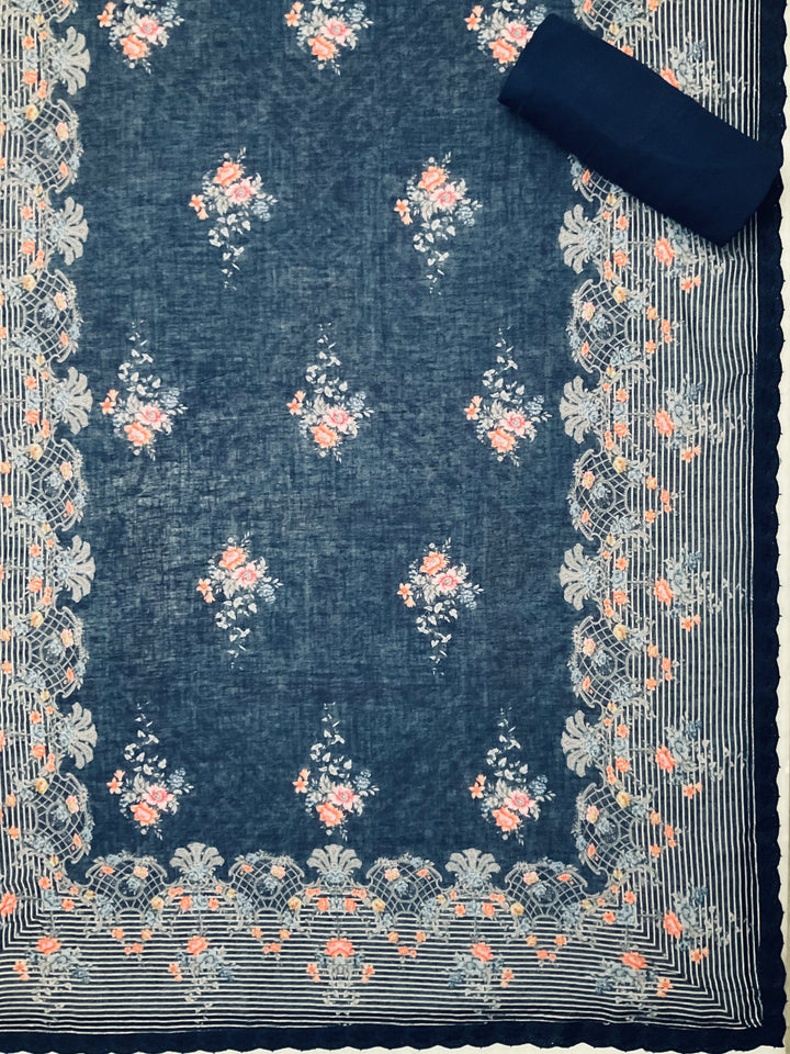 Linen Embroidered Unstitched Suit -49471