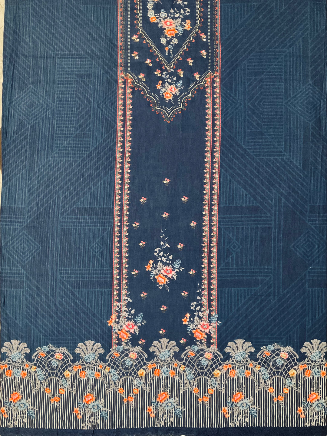 Linen Embroidered Unstitched Suit -49471