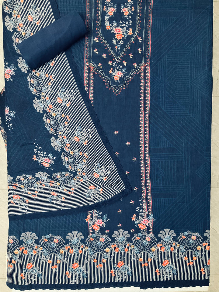 Linen Embroidered Unstitched Suit -49471