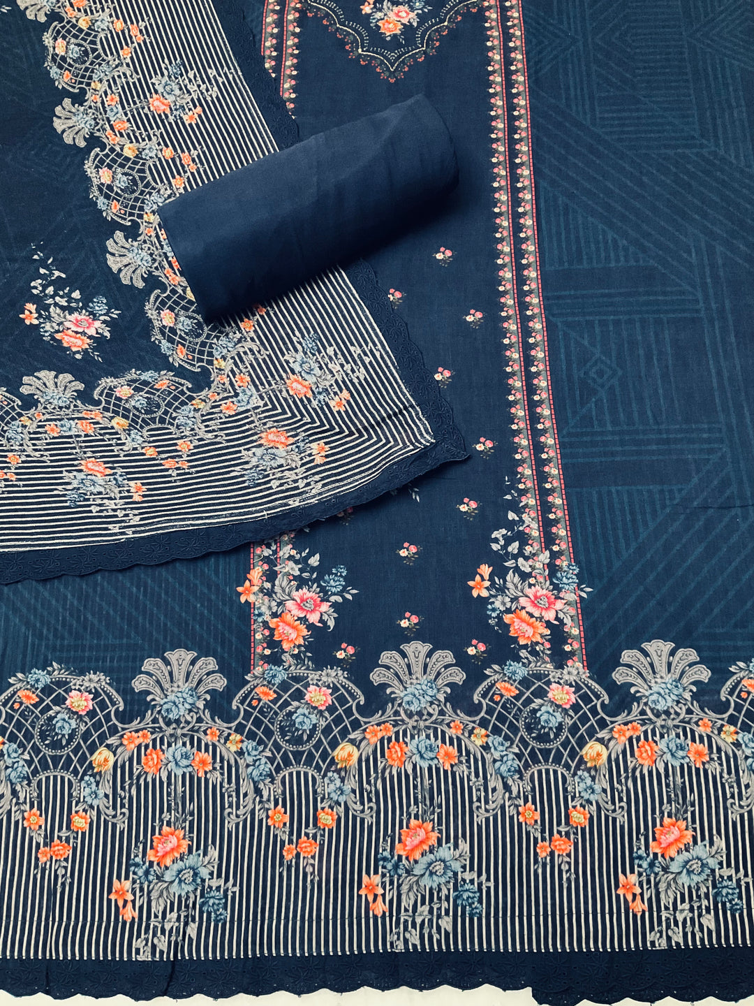 Linen Embroidered Unstitched Suit -49471