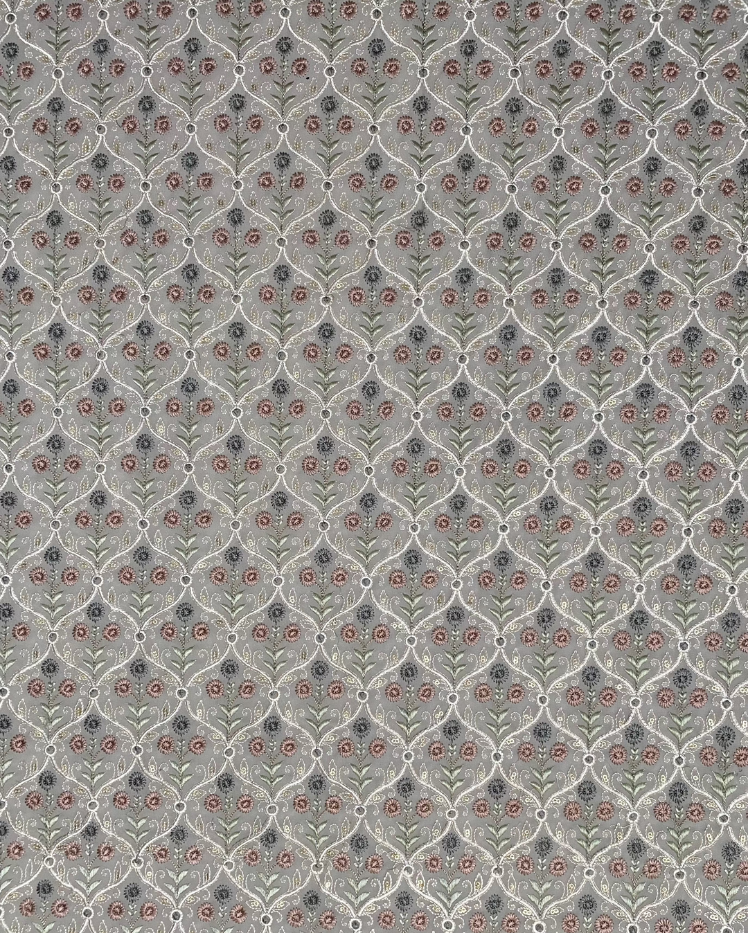 Grey Georgette Embroidered Fabric