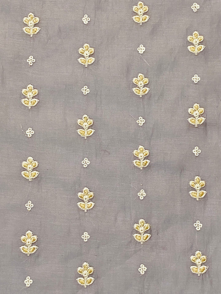 Lavendar Chanderi Embroidered Fabric