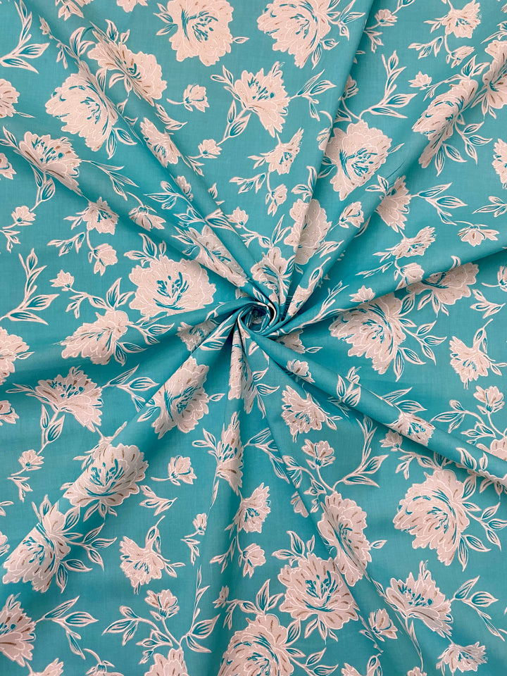 Printed Cotton Fabric Blue