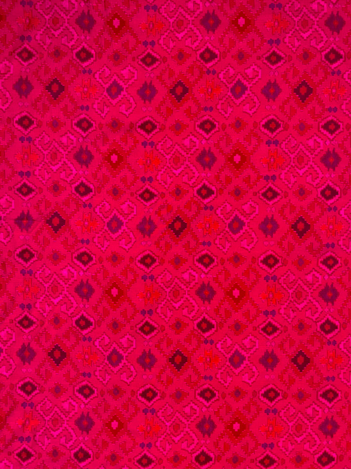 Pink Cotton SIlk Printed Fabric