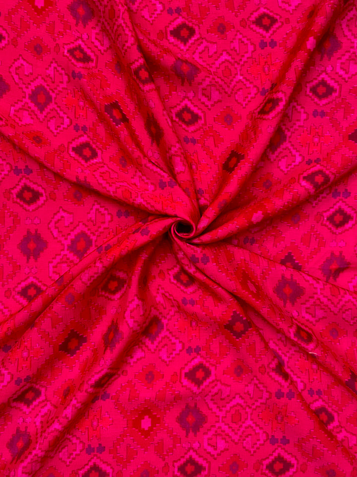 Pink Cotton SIlk Printed Fabric