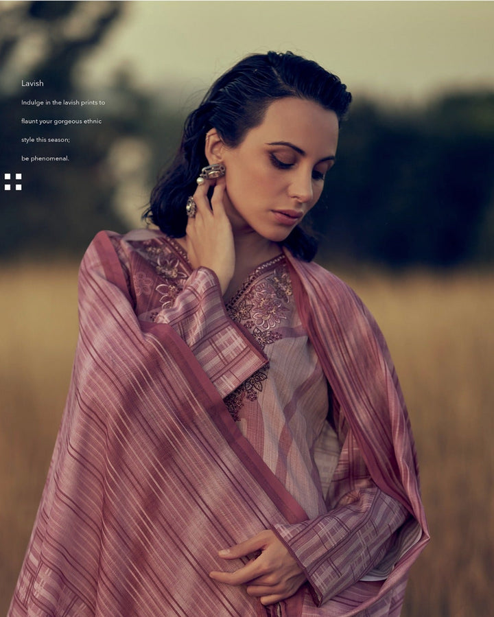 44454 - Printed Cotton Embroidered Suit With Cotton Duppatta