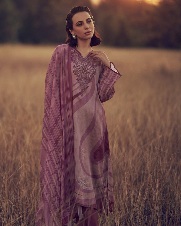 44454 - Printed Cotton Embroidered Suit With Cotton Duppatta