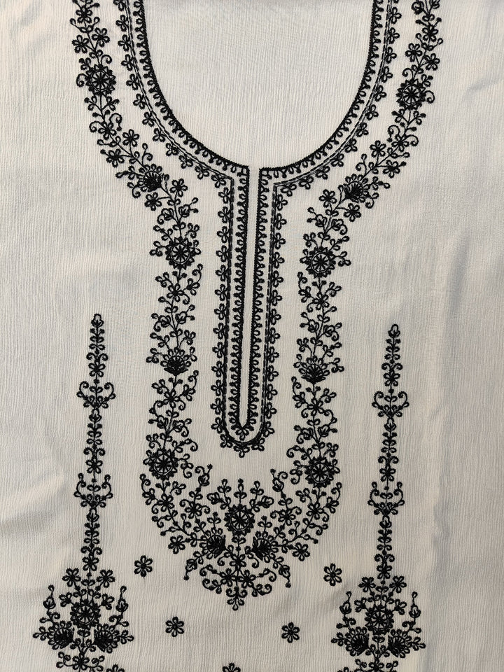 Chinnon Embroidery White & Black Unstitched Salwar Suits