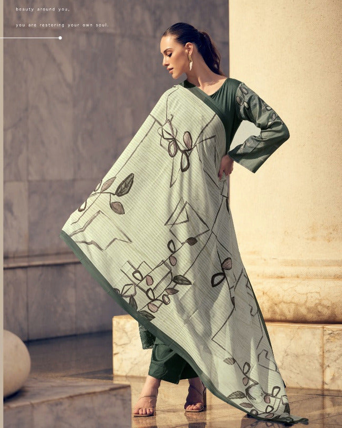 44420 - Printed Cotton Embroidered Suit With Cotton Duppatta
