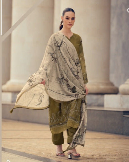 44421 - Printed Cotton Embroidered Suit With Cotton Duppatta