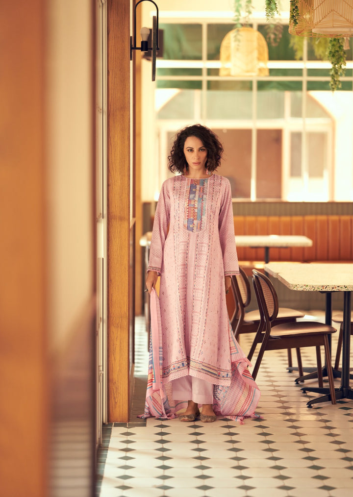 44435 - Printed Cotton Embroidered Suit With Cotton Duppatta