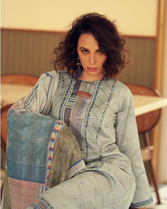 44440 - Printed Cotton Embroidered Suit With Cotton Duppatta