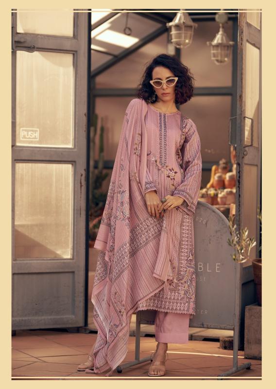44462 - Printed Muslin Embroidered Suit With Muslin Duppatta