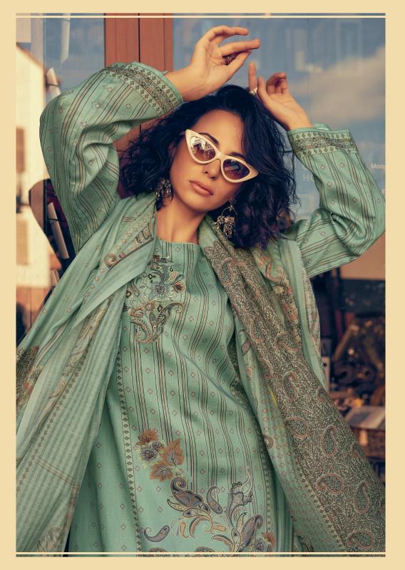 44461 - Printed Muslin Embroidered Suit With Muslin Duppatta