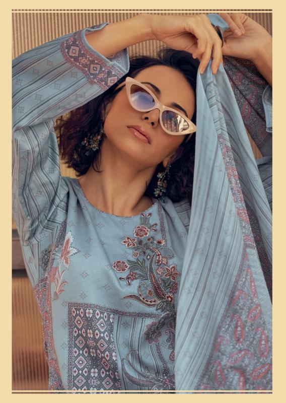 44458 - Printed Muslin Embroidered Suit With Muslin Duppatta