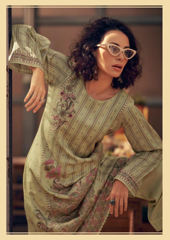 44463 - Printed Muslin Embroidered Suit With Muslin Duppatta