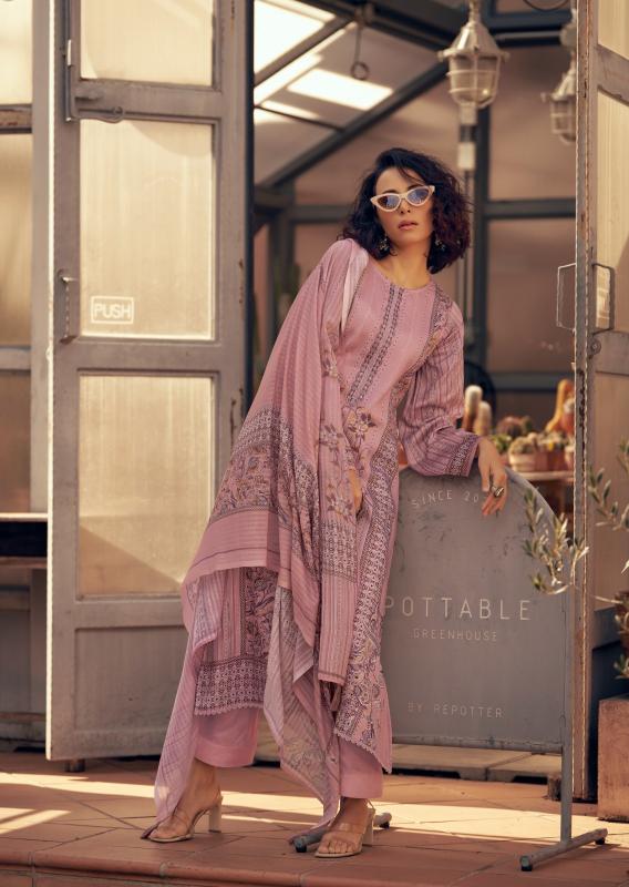 44462 - Printed Muslin Embroidered Suit With Muslin Duppatta
