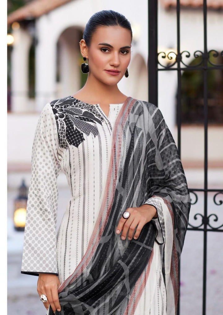 44466 - Printed Cotton Embroidered Suit With Cotton Duppatta