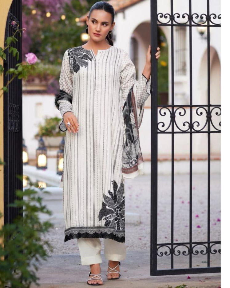 44466 - Printed Cotton Embroidered Suit With Cotton Duppatta