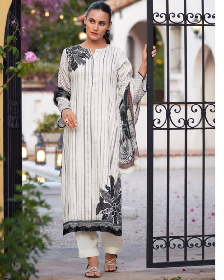 44466 - Printed Cotton Embroidered Suit With Cotton Duppatta