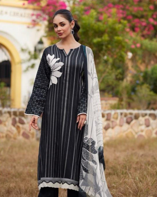 44467 - Printed Cotton Embroidered Suit With Cotton Duppatta