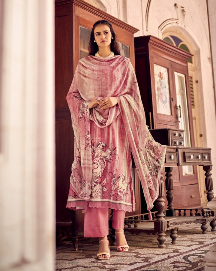 Fazals Pink Cotton Pan Suit
