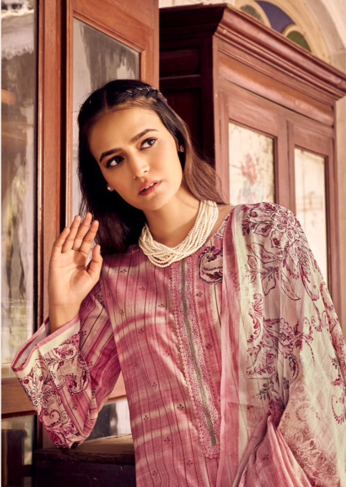 Fazals Pink Cotton Pan Suit