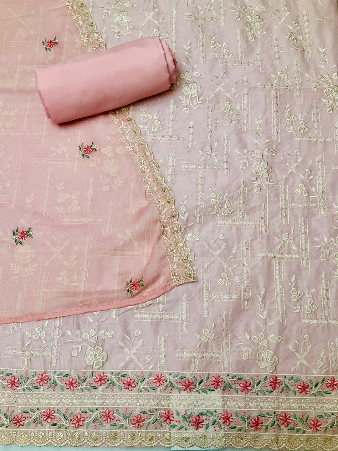 Chanderi Embroidered Unstiched Suit -45550