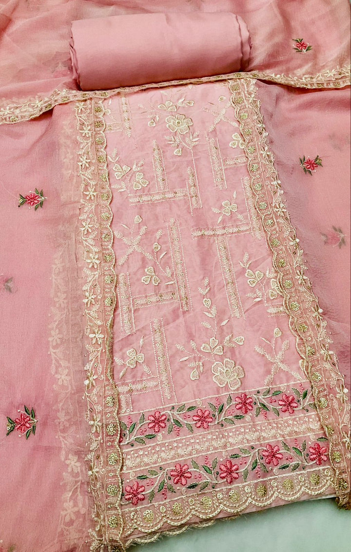 Chanderi Embroidered Unstiched Suit -45550