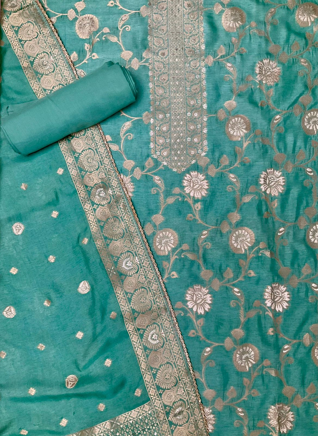 Woven Silk Unstitched Suit -45546